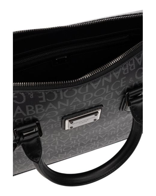 Dolce & Gabbana Black Monogrammed Briefcase for men