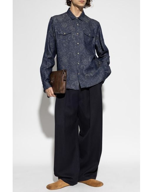 Etro Blue Denim Shirt for men