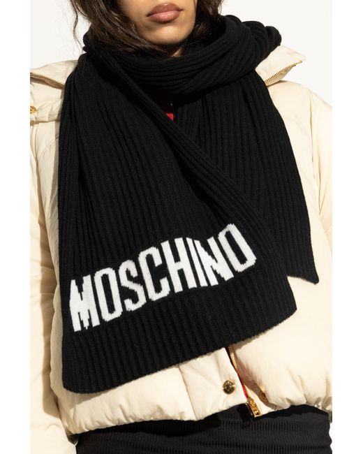 Moschino Black Scarf With Logo