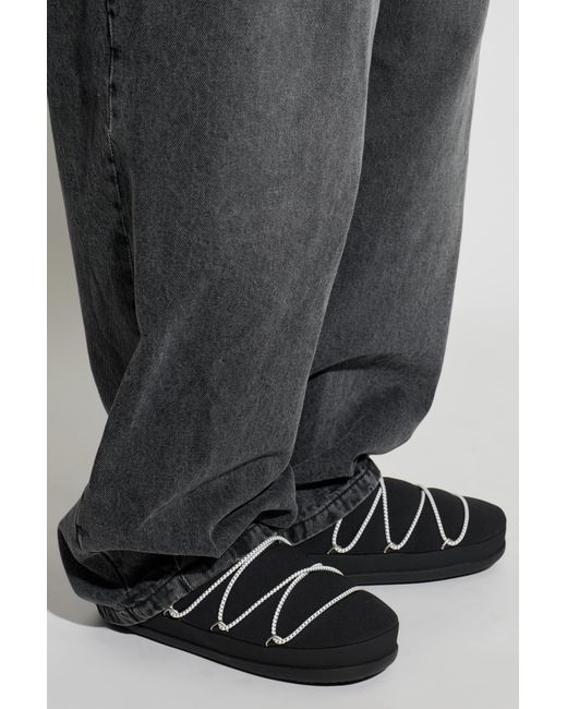 Moon Boot Black 'Mb Icon Slipper' Shoes for men