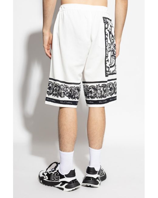 Dolce & Gabbana White Patterned Shorts for men