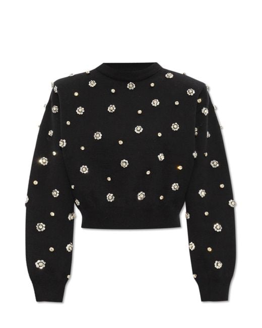 ROTATE BIRGER CHRISTENSEN Black Sweater With Sparkling Crystals