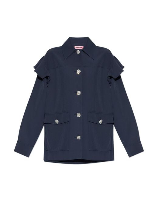 Custommade• Blue 'fideli' Jacket With Glistening Buttons,