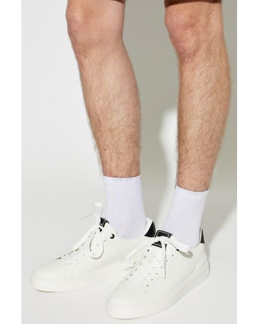 Balmain White "B-Court" Sports Shoes for men