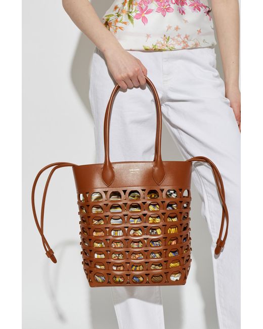 Ferragamo Brown "Ganci Medium" Shopper Bag