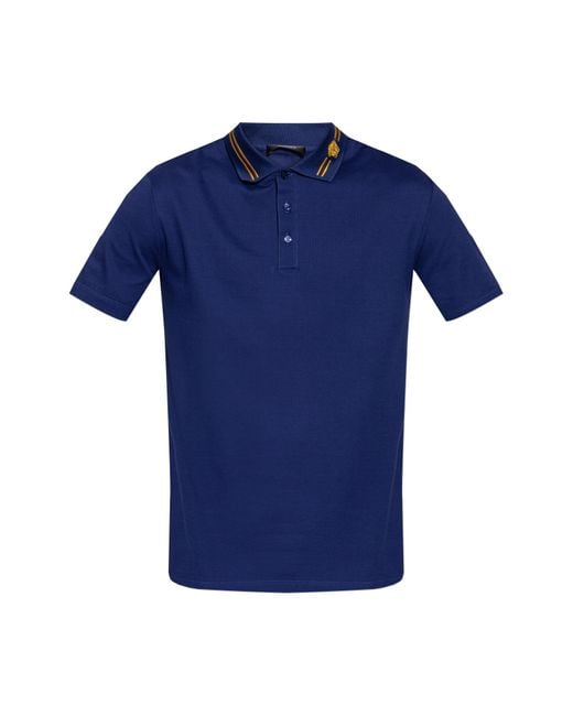 Versace Blue Cotton Polo for men