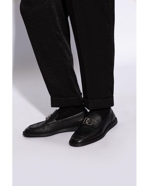 Dolce & Gabbana Black 'New Florio' Leather Loafers for men
