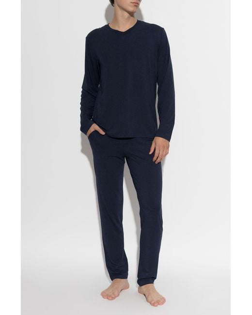 Hanro Blue Underwear T-Shirt From The "Casuals" Collection for men