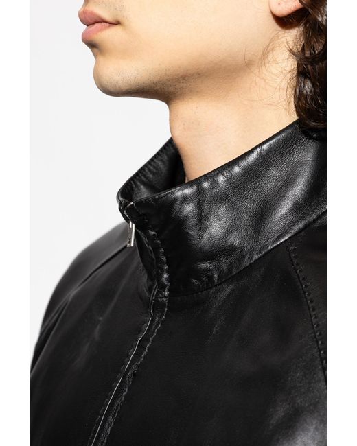 Acne Black Leather Jacket for men