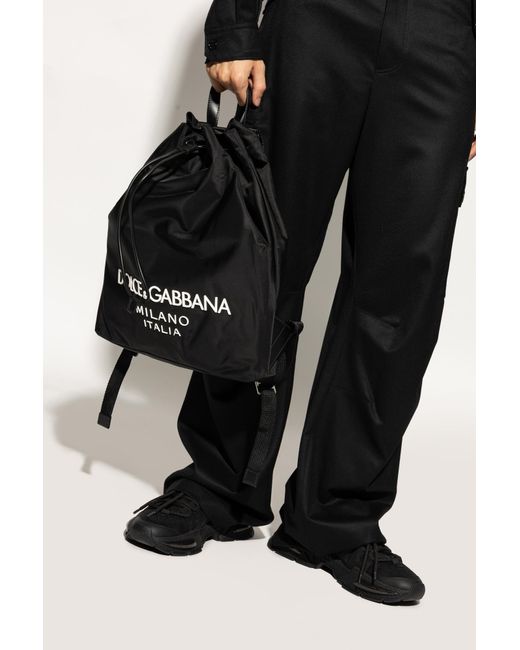 Dolce & Gabbana Black Backpack With Logo for men