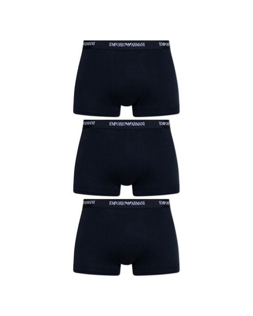 Emporio Armani Blue Three-Pack Of Cotton Boxer Briefs for men