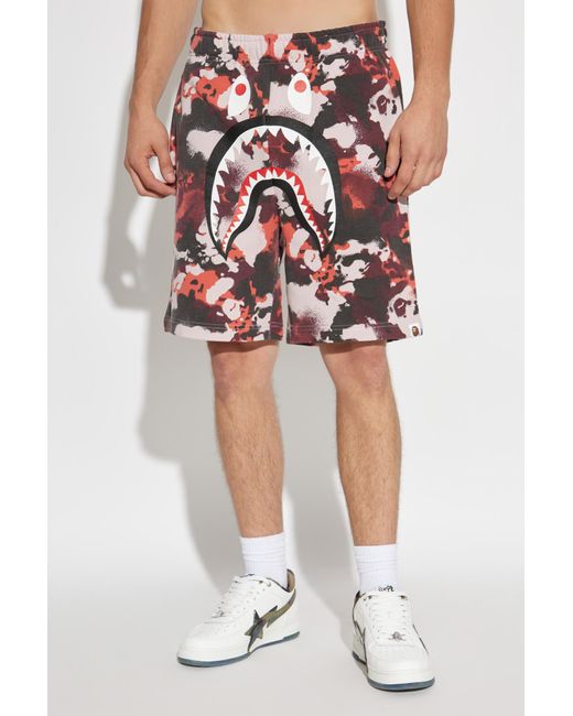A Bathing Ape Red Camouflage-Patterned Shorts for men