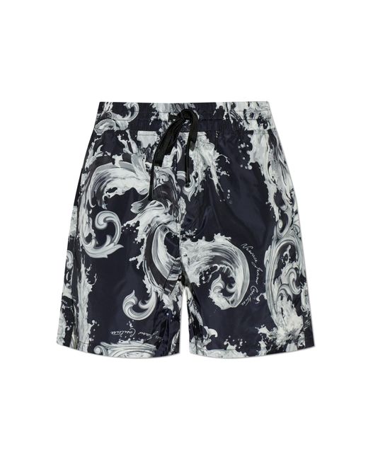 Versace Jeans Couture Black Shorts With 'Barocco' Print for men