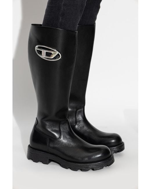 DIESEL Black Leather Boots 'D-Hammer'