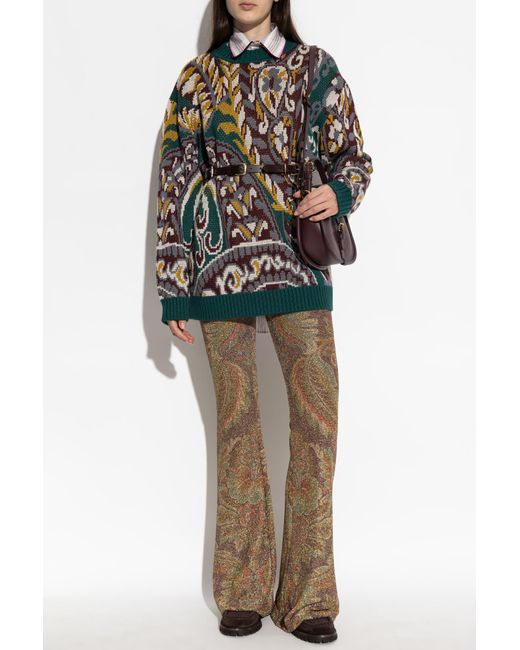 Etro Multicolor Patterned Sweater With A Round Neckline