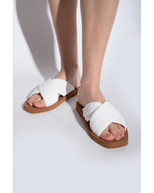 chloe woody slides white