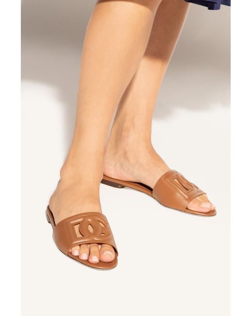 Dolce & Gabbana Brown 'Bianca' Leather Mules