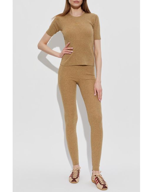 Fear Of God Natural Leggings With Logo Patch