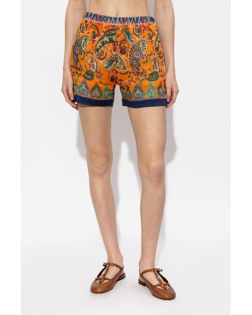 Etro Orange Patterned Shorts