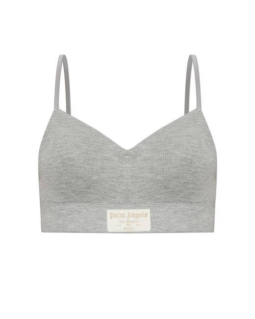 Palm Angels Gray Bra With Logo