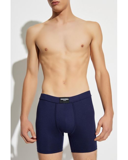 DSquared² Blue Boxers With Logo Patch for men