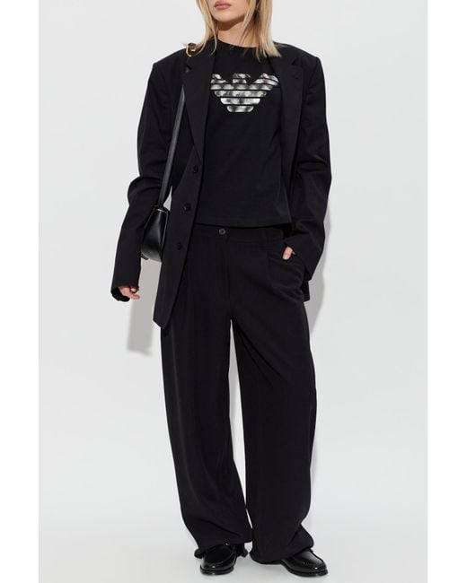 Emporio Armani Black T-Shirt With Printed Logo