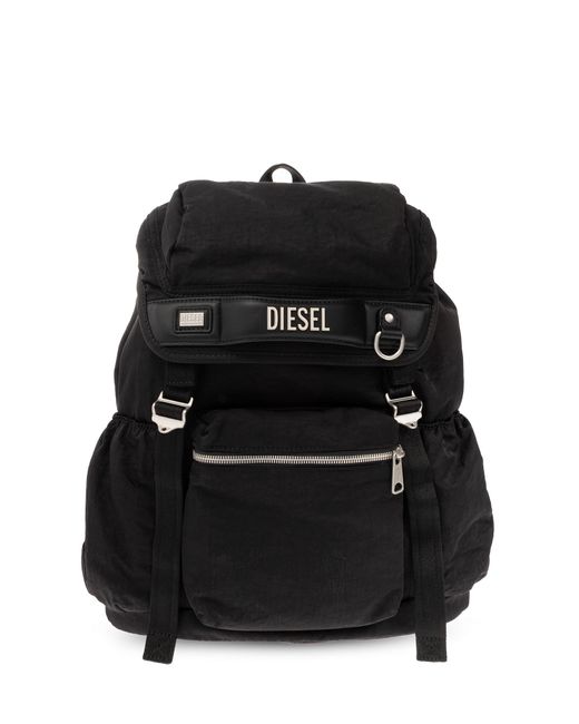 DIESEL Black 'logos' Backpack for men