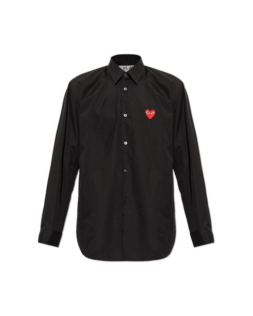 COMME DES GARÇONS PLAY Black Cotton Shirt With Logo Patch for men
