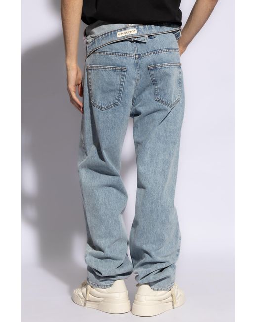 Y. Project Blue Jeans With Asymmetrical Trim, for men