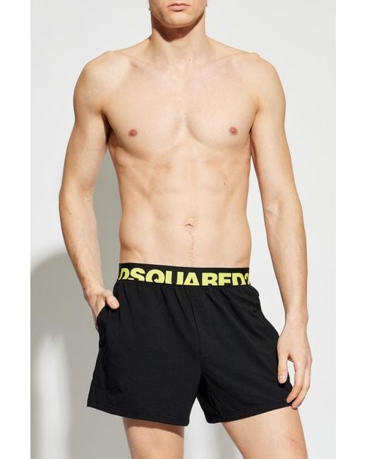 DSquared² Black Cotton Boxers With Logo for men