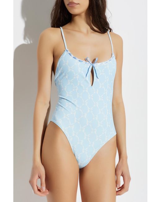 LoveShackFancy Blue One-Piece Swimsuit 'Laguna'