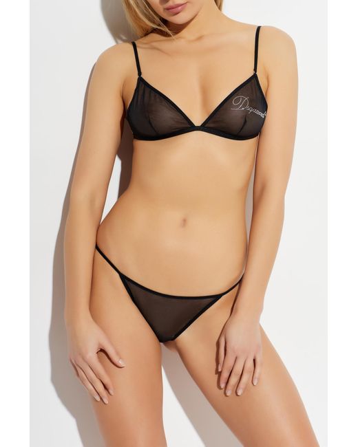 DSquared² Black Bra With Sequin Logo