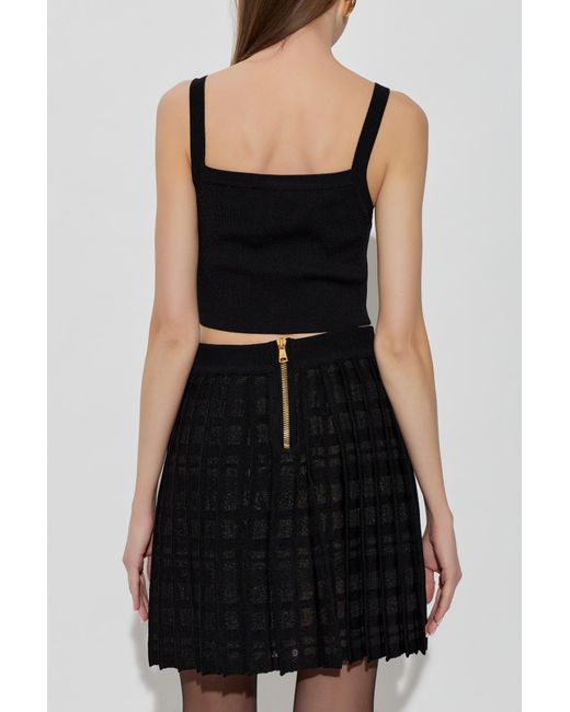 Balmain Black Short Spaghetti Strap Top