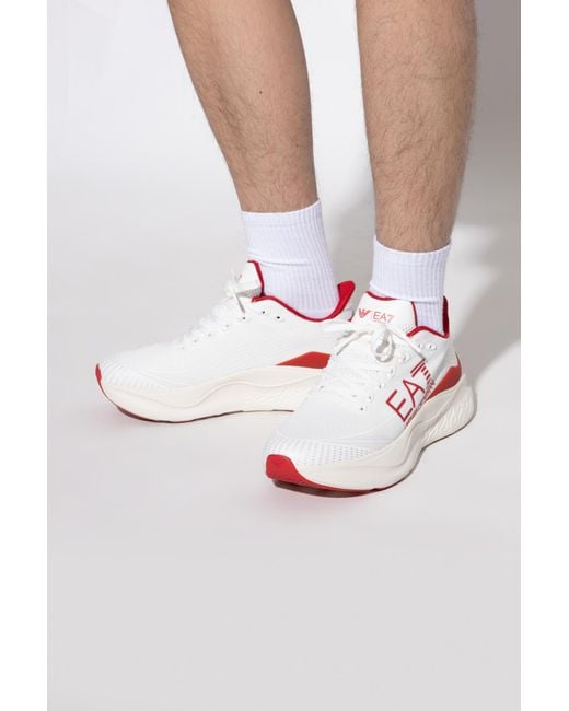 EA7 White Sports Shoes With Logo for men