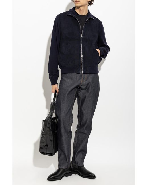 Tom Ford Blue Cardigan Made Of Combined Fabrics for men