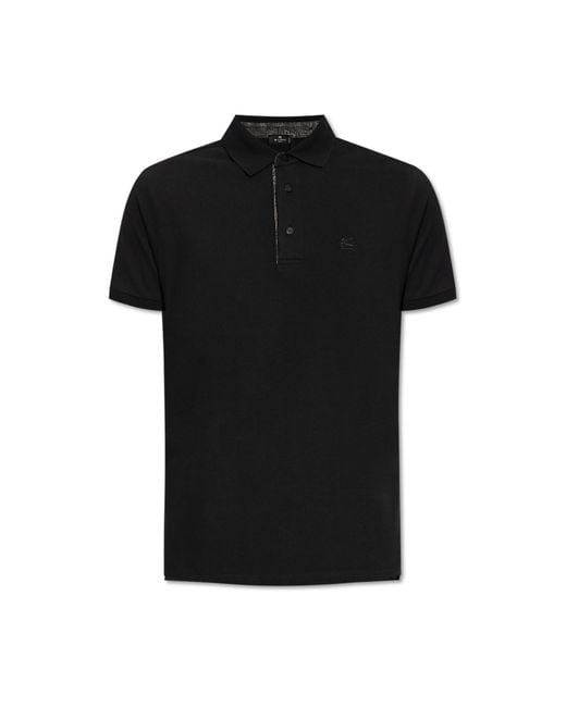 Etro Black Cotton Polo for men