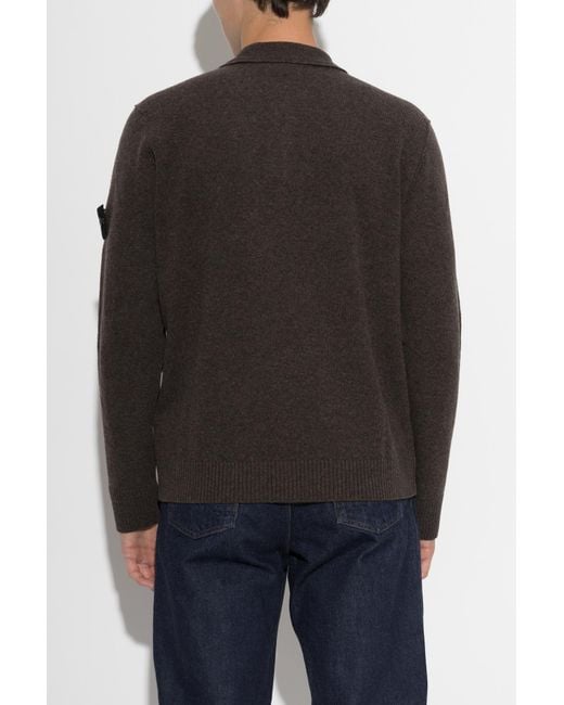 Stone Island Black Jacket With Logo Patch for men