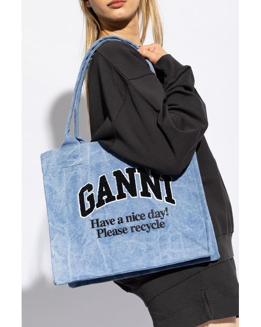 Ganni Blue Shopper Bag,