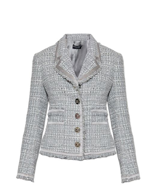 Dolce & Gabbana Gray Tweed Jacket With Lurex Thread