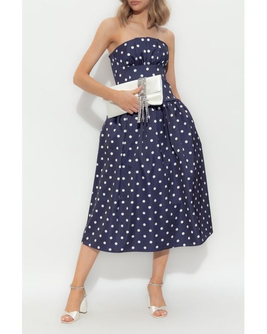 Self-Portrait Women's Blue Polka Dot Pattern Dress