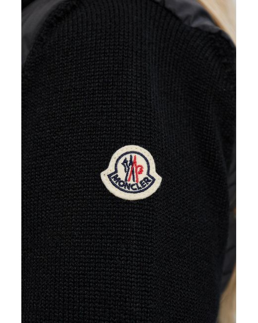 Moncler Black Cardigan With Stand-Up Collar