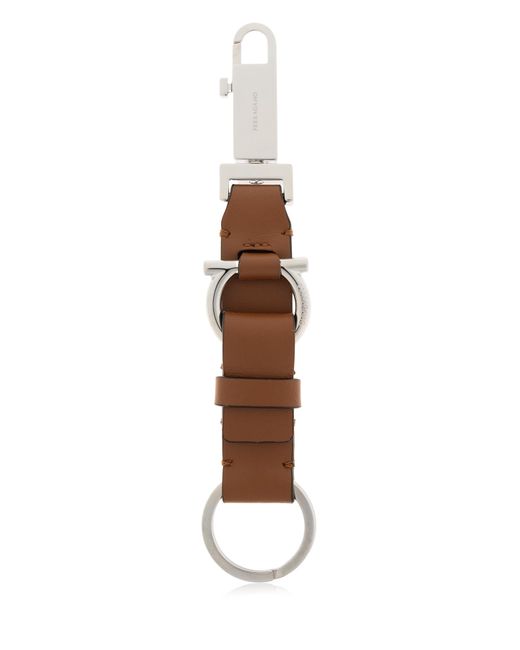 Ferragamo Brown Keychain With Engraved Logo for men