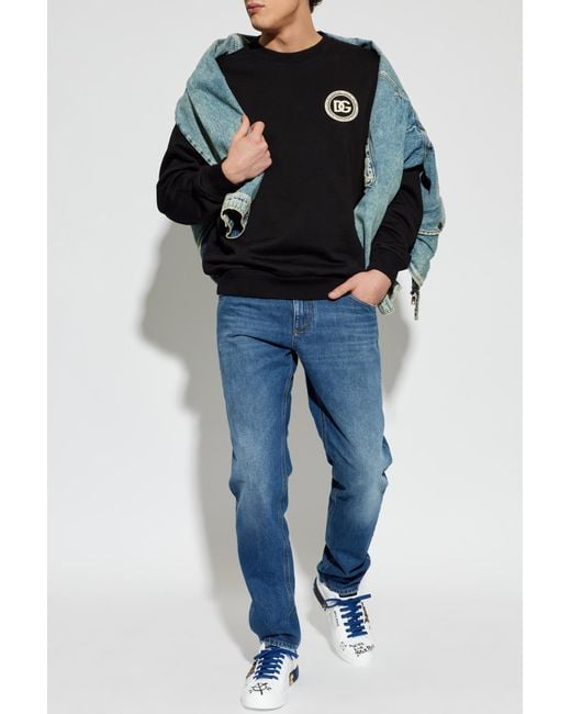 Dolce & Gabbana Black Sweatshirt With Logo Patch for men
