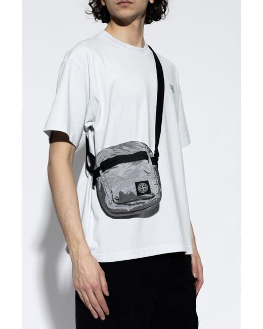Stone Island Black Shoulder Bag With Logo Patch for men