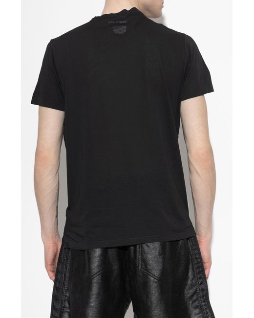 DSquared² Black T-Shirt With Print for men