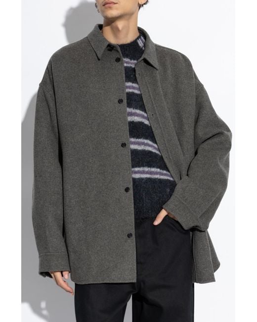 Acne Gray Oversized Wool Minimalist Blazer for men