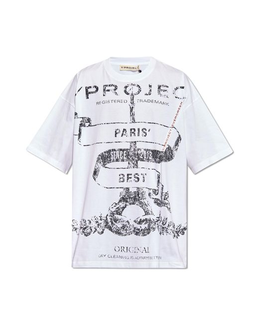 Y. Project White Printed T-shirt, for men