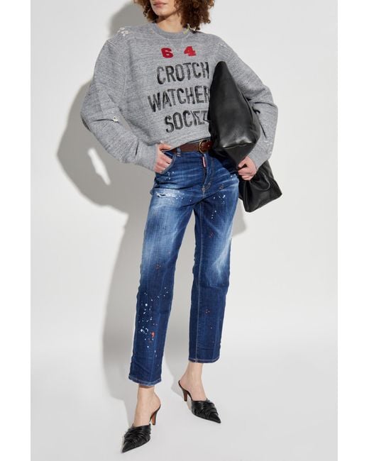 DSquared² Gray Printed Sweatshirt