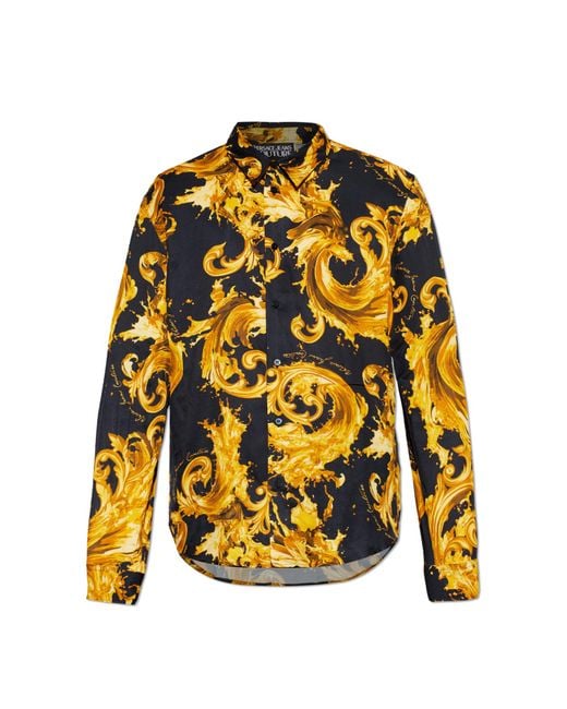 Versace Jeans Couture Yellow Shirt With 'Barocco' Pattern for men