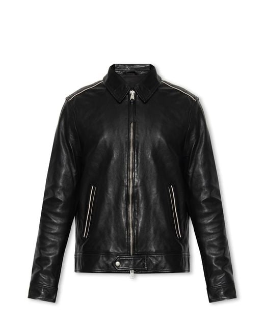 AllSaints Black ‘Regis’ Leather Jacket for men